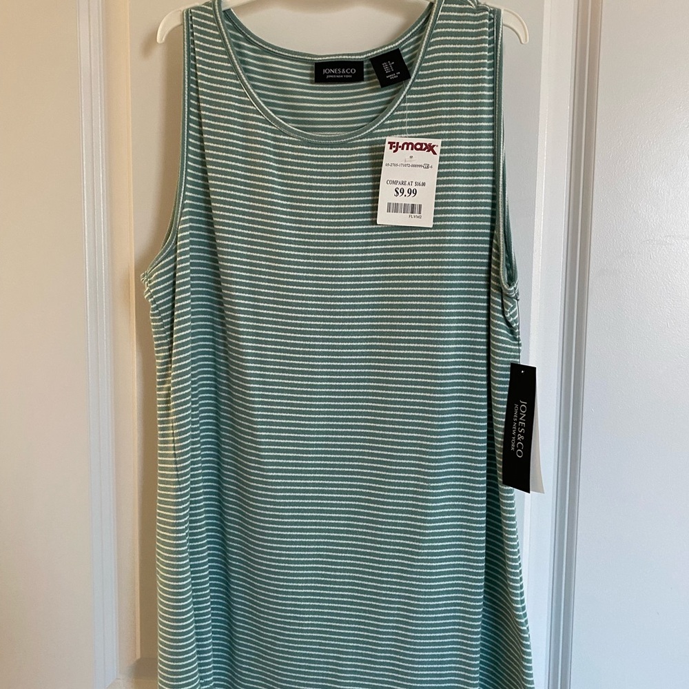 Green & White Striped Tank Top